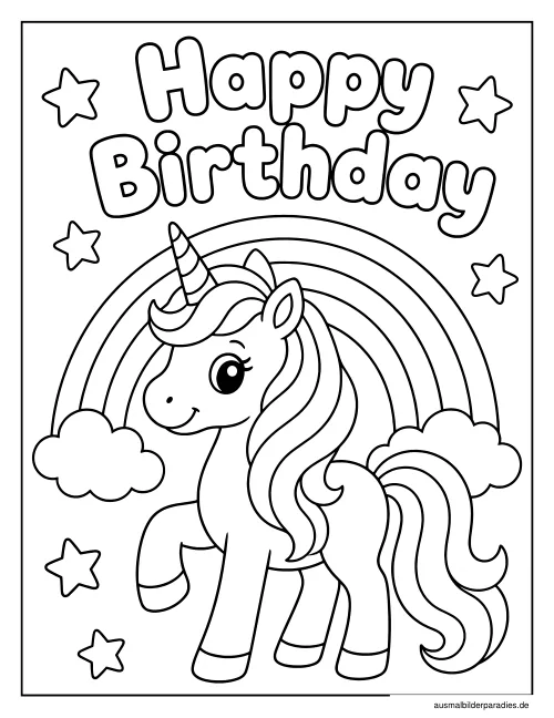 Geburtstag Ausmalbild 20 - kostenlos zum Ausdrucken