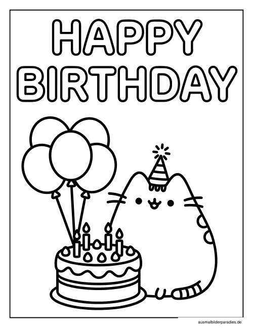 Geburtstag Ausmalbild 22 - kostenlos zum Ausdrucken