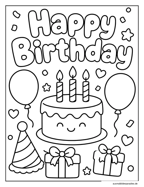 Geburtstag Ausmalbild 24 - kostenlos zum Ausdrucken