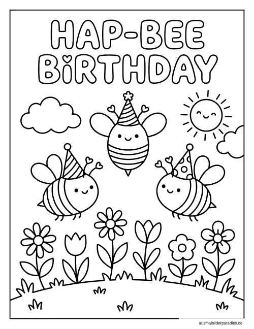 Geburtstag Ausmalbild 26 - kostenlos zum Ausdrucken