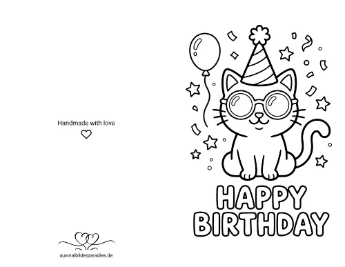 Geburtstag Ausmalbild 3 - kostenlos zum Ausdrucken