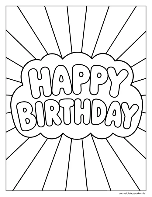 Geburtstag Ausmalbild 32 - kostenlos zum Ausdrucken