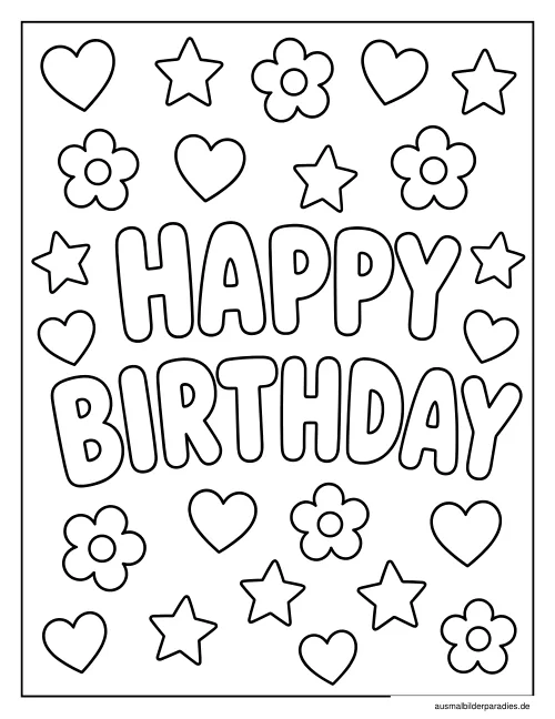 Geburtstag Ausmalbild 33 - kostenlos zum Ausdrucken