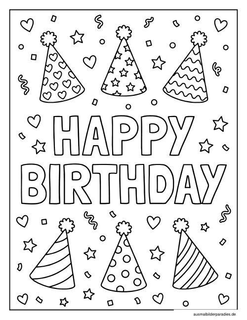 Geburtstag Ausmalbild 34 - kostenlos zum Ausdrucken