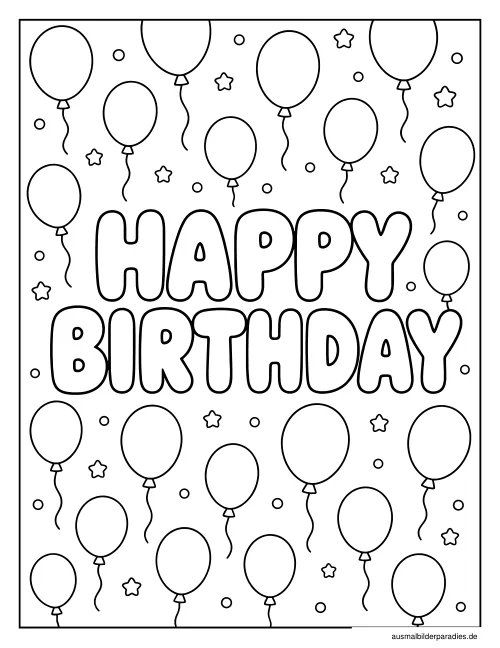 Geburtstag Ausmalbild 35 - kostenlos zum Ausdrucken