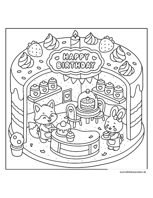 Geburtstag Ausmalbild 4 - kostenlos zum Ausdrucken