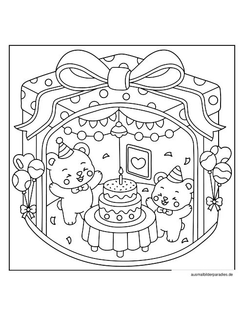 Geburtstag Ausmalbild 9 - kostenlos zum Ausdrucken