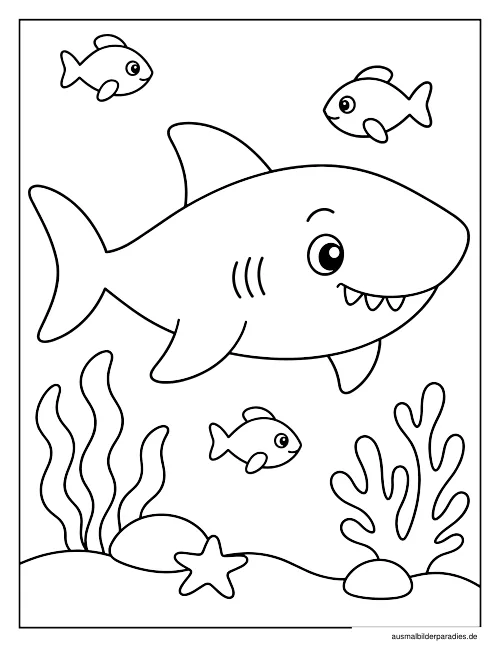 Hai Ausmalbild 11 als Gratis-PDF Hai Ausmalbild 11 - kostenlos zum Ausdrucken