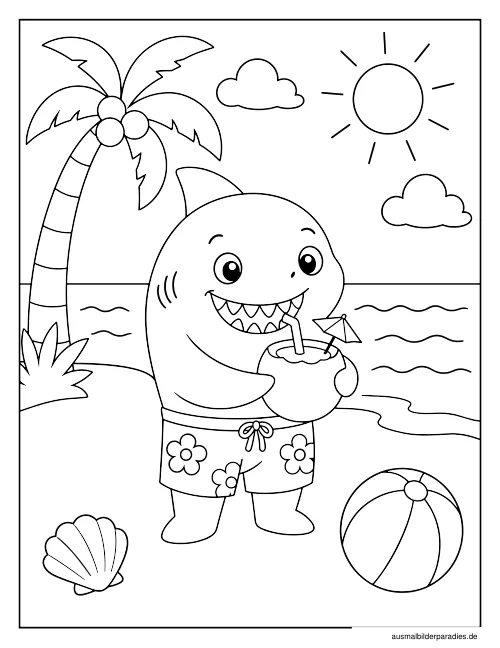 Hai Ausmalbild 3 als Gratis-PDF Hai Ausmalbild 3 - kostenlos zum Ausdrucken