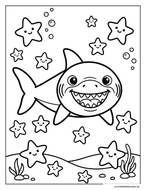 Hai Ausmalbild 35 als Gratis-PDF Hai Ausmalbild 35 - kostenlos zum Ausdrucken