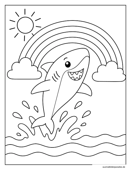 Hai Ausmalbild 9 als Gratis-PDF Hai Ausmalbild 9 - kostenlos zum Ausdrucken