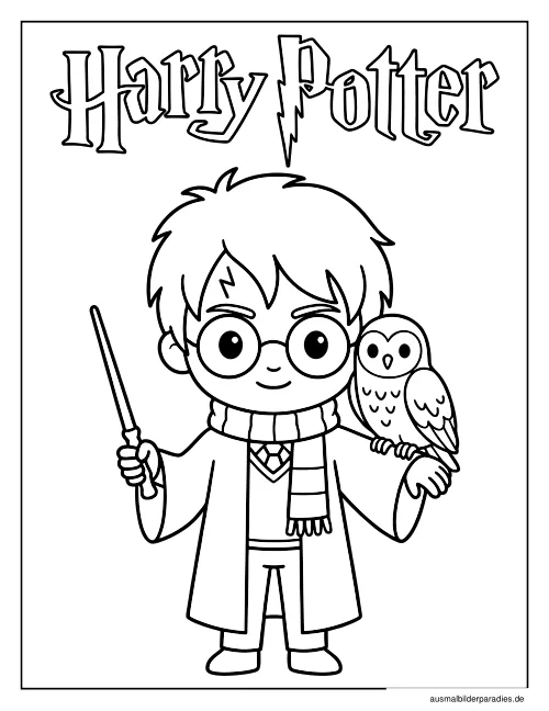 Harry Potter Ausmalbild 2 als Gratis-PDF Harry Potter Ausmalbild 2 - kostenlos zum Ausdrucken