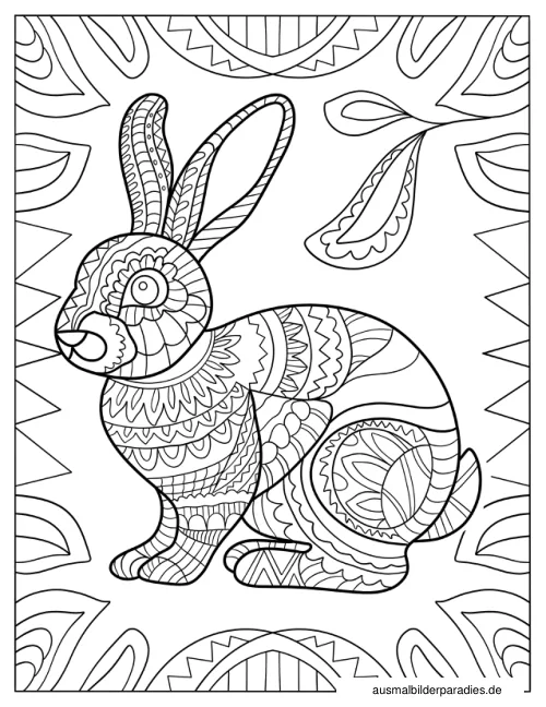 Hase Ausmalbild 21 - kostenlos zum Ausdrucken