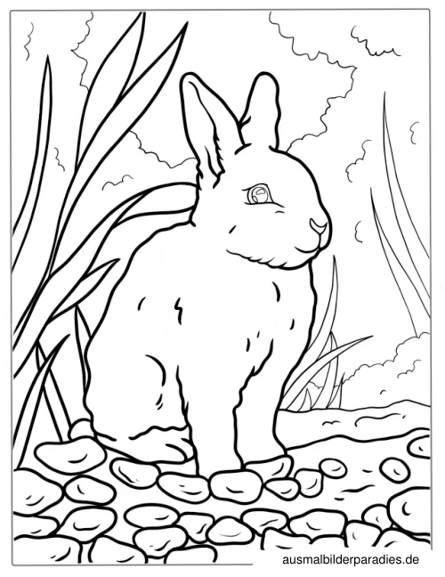 Hase Ausmalbild 4 - kostenlos zum Ausdrucken
