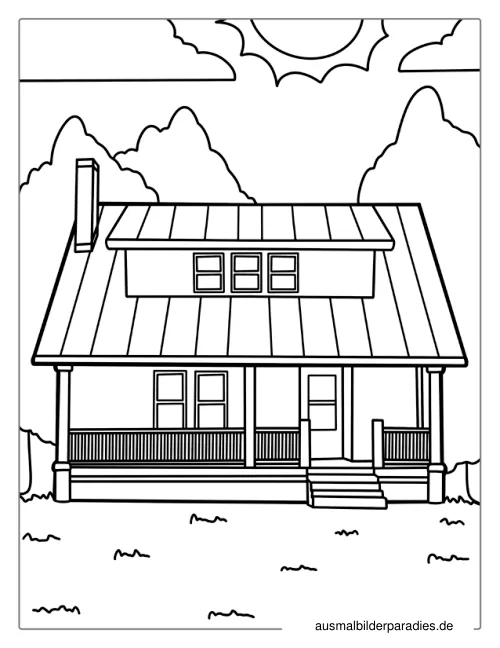 Haus Ausmalbild 10 - kostenlos zum Ausdrucken