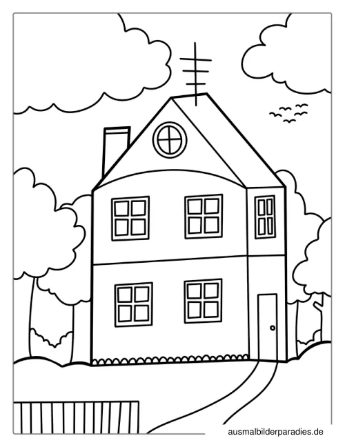 Haus Ausmalbild 12 - kostenlos zum Ausdrucken