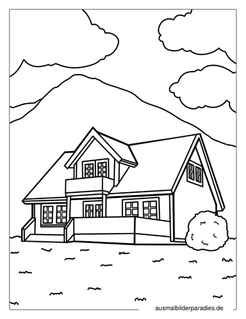 Haus Ausmalbild 14 - kostenlos zum Ausdrucken