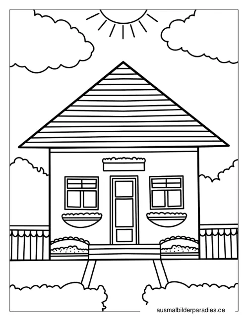 Haus Ausmalbild 15 - kostenlos zum Ausdrucken