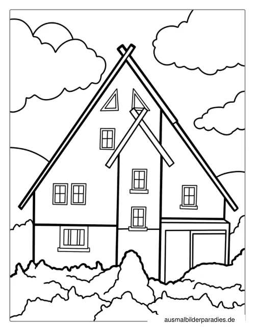 Haus Ausmalbild 2 - kostenlos zum Ausdrucken