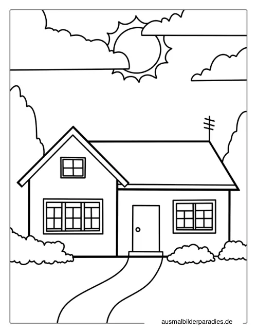 Haus Ausmalbild 26 - kostenlos zum Ausdrucken