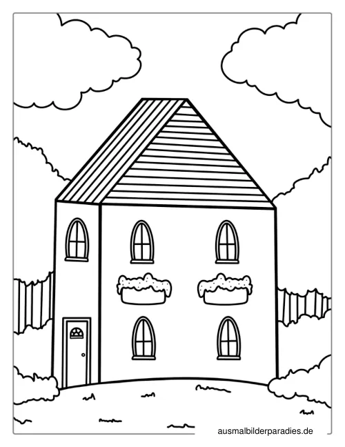 Haus Ausmalbild 28 - kostenlos zum Ausdrucken