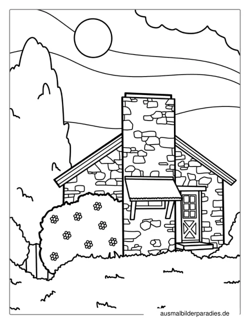Haus Ausmalbild 31 - kostenlos zum Ausdrucken