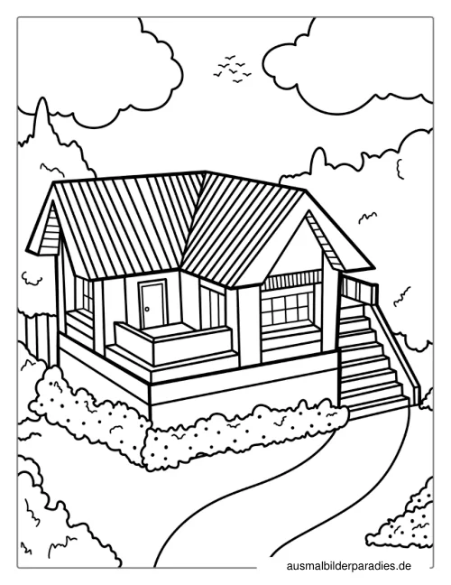 Haus Ausmalbild 7 - kostenlos zum Ausdrucken