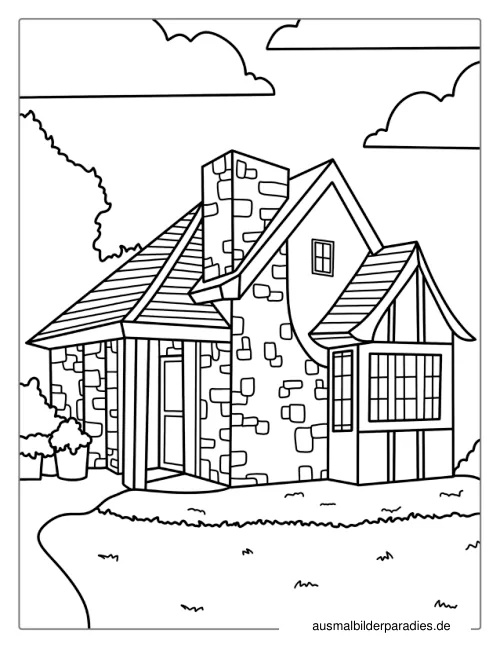 Haus Ausmalbild 8 - kostenlos zum Ausdrucken