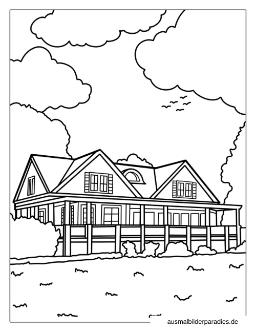 Haus Ausmalbild 9 - kostenlos zum Ausdrucken