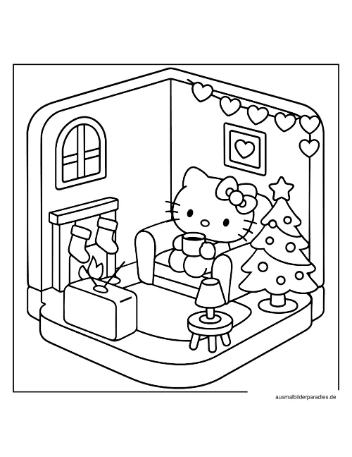 Hello Kitty Ausmalbild 10 - kostenlos zum Ausdrucken