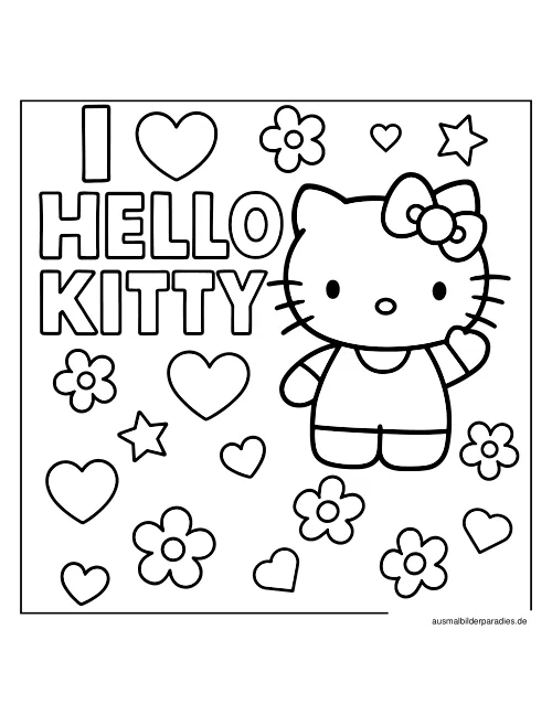 Hello Kitty Ausmalbild 11 - kostenlos zum Ausdrucken