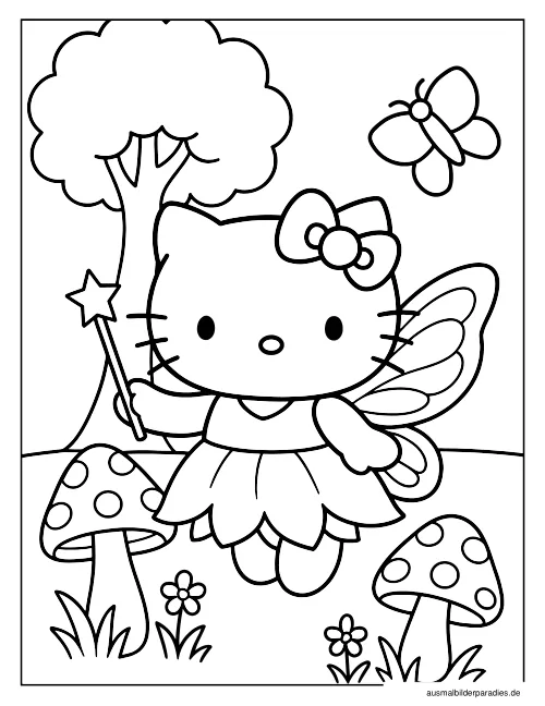 Hello Kitty Ausmalbild 13 - kostenlos zum Ausdrucken
