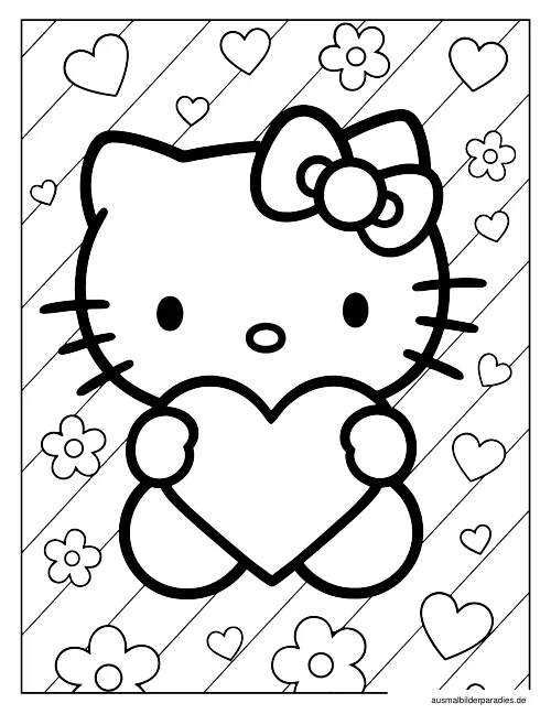 Hello Kitty Ausmalbild 15 - kostenlos zum Ausdrucken