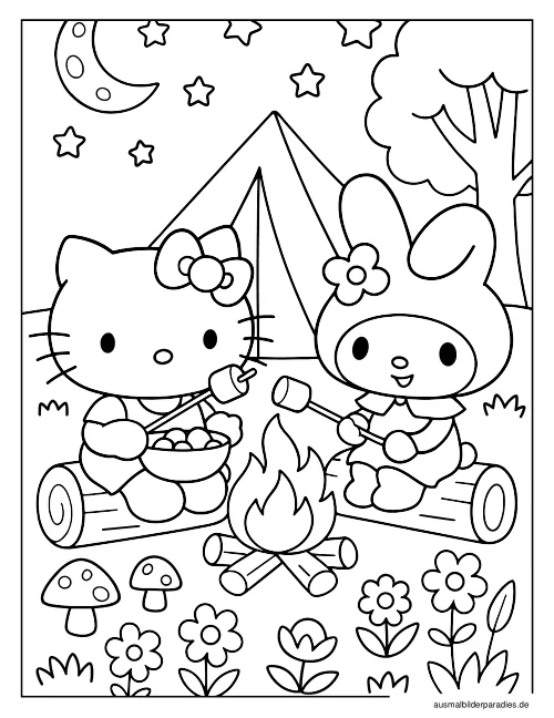 Hello Kitty Ausmalbild 21 - kostenlos zum Ausdrucken