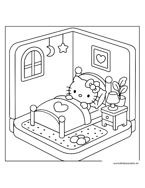 Hello Kitty Ausmalbild 3 - kostenlos zum Ausdrucken