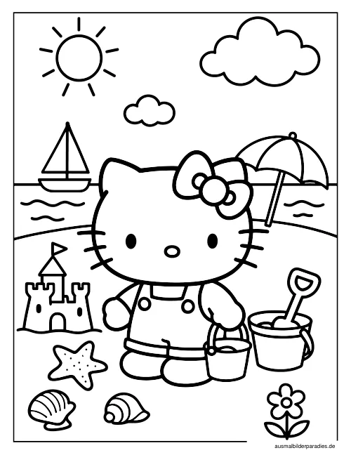 Hello Kitty Ausmalbild 30 - kostenlos zum Ausdrucken