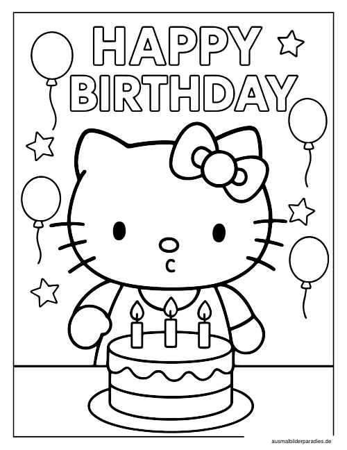Hello Kitty Ausmalbild 33 - kostenlos zum Ausdrucken