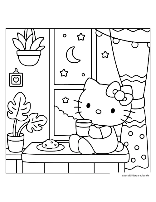 Hello Kitty Ausmalbild 5 - kostenlos zum Ausdrucken
