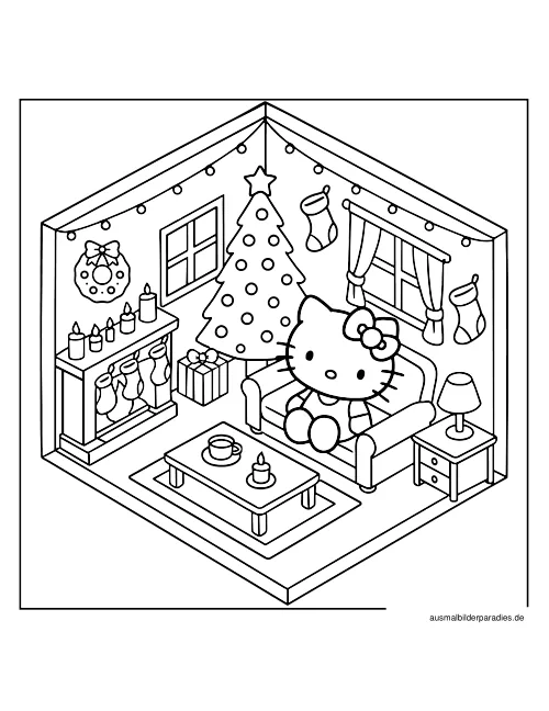 Hello Kitty Ausmalbild 6 - kostenlos zum Ausdrucken