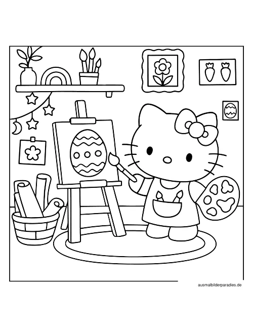 Hello Kitty Ausmalbild 7 - kostenlos zum Ausdrucken