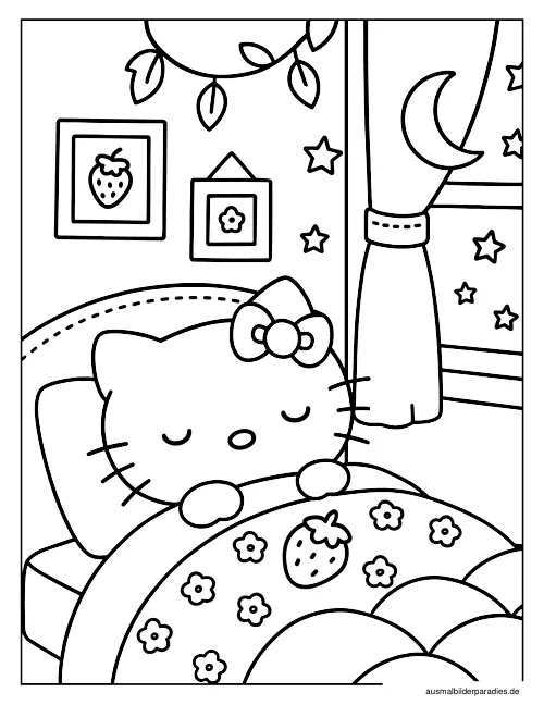 Hello Kitty Ausmalbild 9 - kostenlos zum Ausdrucken