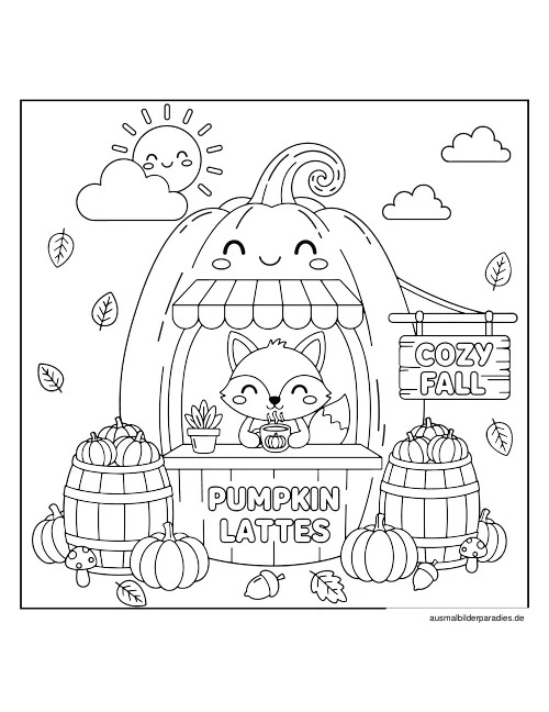 Herbst Ausmalbild 7 als Gratis-PDF Herbst Ausmalbild 7 - kostenlos zum Ausdrucken