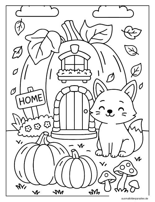 Herbst Ausmalbild 9 als Gratis-PDF Herbst Ausmalbild 9 - kostenlos zum Ausdrucken