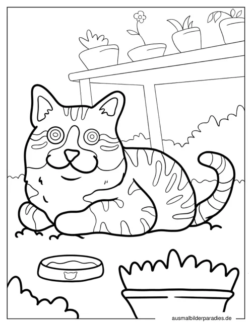 Katze Ausmalbild 7 - kostenlos zum Ausdrucken