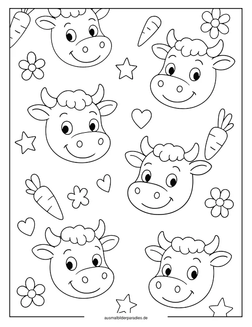 Kuh Ausmalbild 13 als Gratis-PDF Kuh Ausmalbild 13 - kostenlos zum Ausdrucken