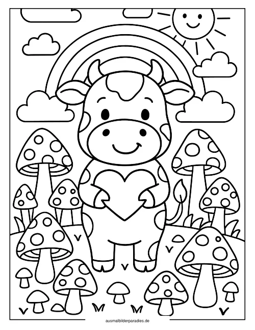 Kuh Ausmalbild 15 als Gratis-PDF Kuh Ausmalbild 15 - kostenlos zum Ausdrucken