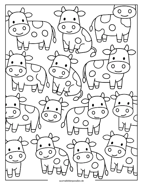 Kuh Ausmalbild 17 als Gratis-PDF Kuh Ausmalbild 17 - kostenlos zum Ausdrucken