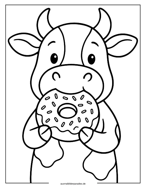 Kuh Ausmalbild 2 als Gratis-PDF Kuh Ausmalbild 2 - kostenlos zum Ausdrucken
