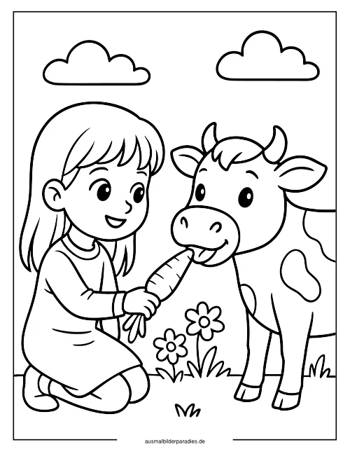 Kuh Ausmalbild 21 als Gratis-PDF Kuh Ausmalbild 21 - kostenlos zum Ausdrucken