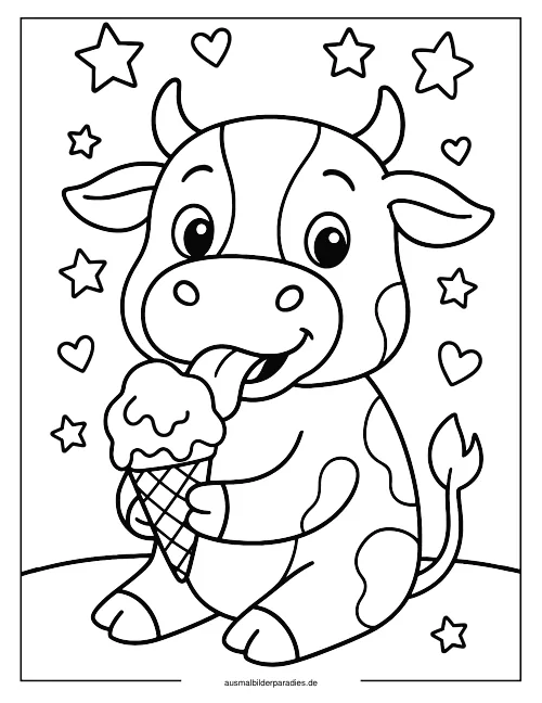 Kuh Ausmalbild 23 als Gratis-PDF Kuh Ausmalbild 23 - kostenlos zum Ausdrucken
